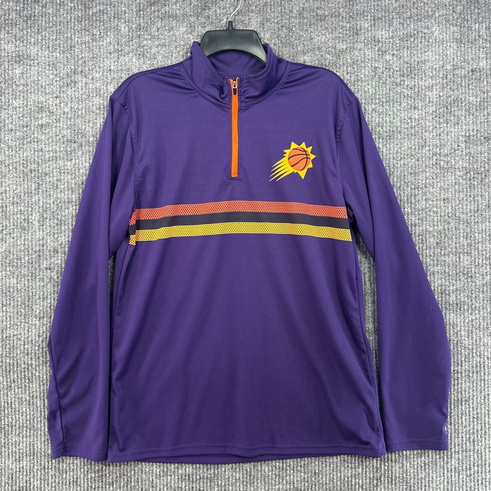 NBA Phoenix Suns Pullover Men Medium Purple Excellent 1/4 Zip Stripe Logo